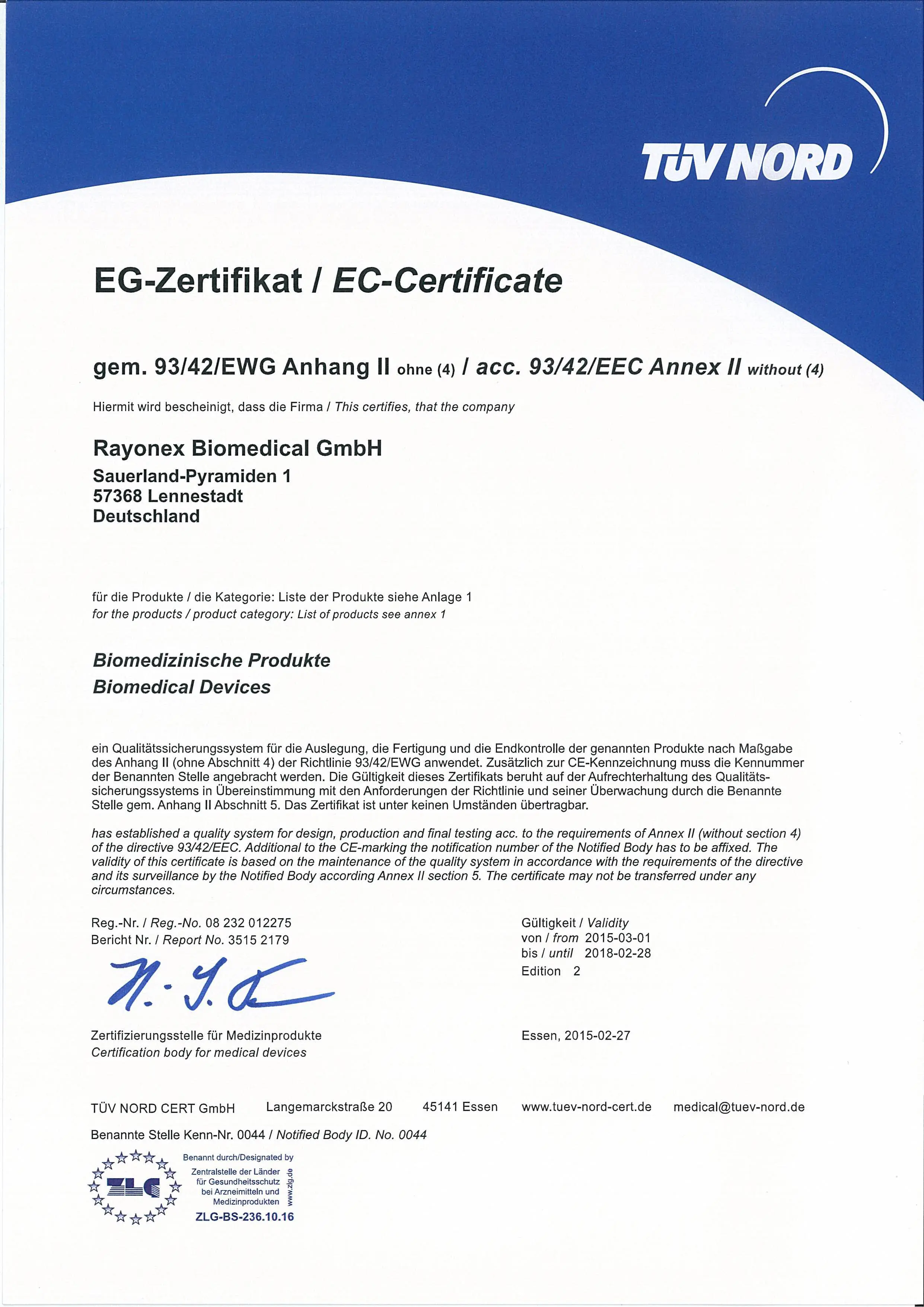 CE EU Certificate